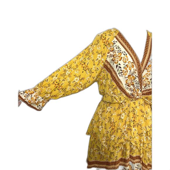 Umgee Floral Border Print Layered Mini Dress Summer Boho A‑Line Sz S - Picture 11 of 15